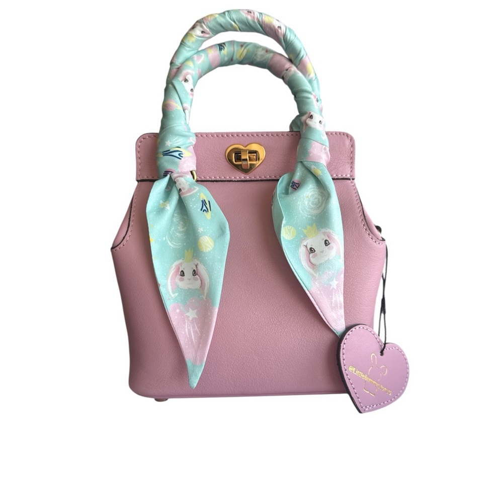 Elegant Pink Crossbody Bag with Scarf Accent